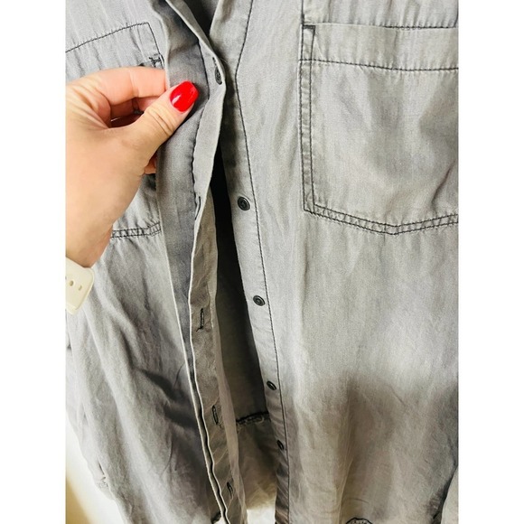 Terre Bleue Grey Button Down Blouse - Picture 5 of 9